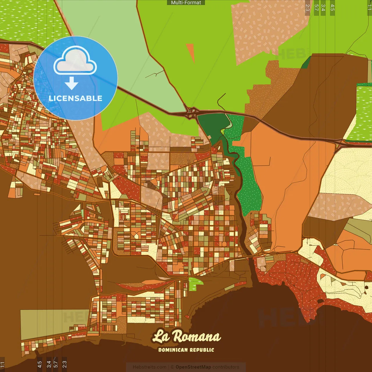 La Romana Dominican Republic Farmhouse Poster Art Map Template