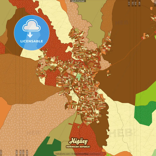 Higüey Dominican Republic Farmhouse Poster Art Map Template