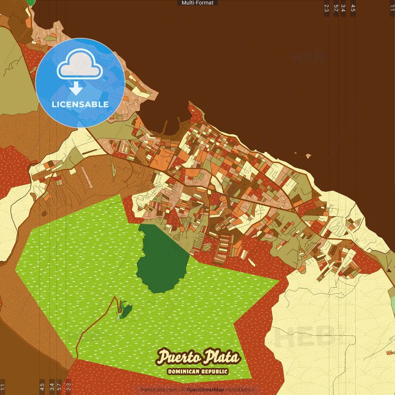 Puerto Plata Dominican Republic Farmhouse Poster Art Map Template