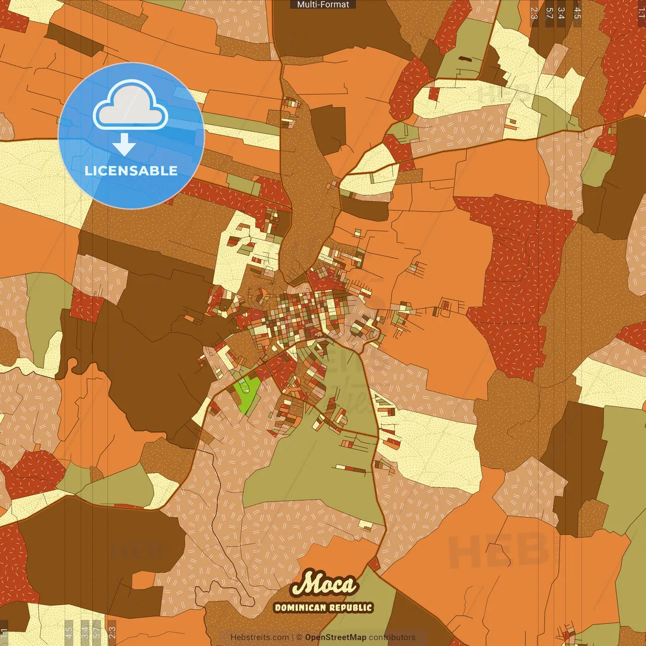 Moca Dominican Republic Farmhouse Poster Art Map Template