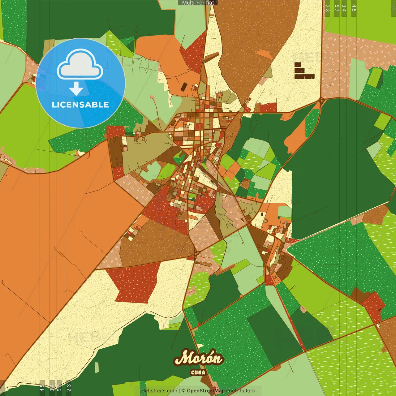 Morón Cuba Farmhouse Poster Art Map Template