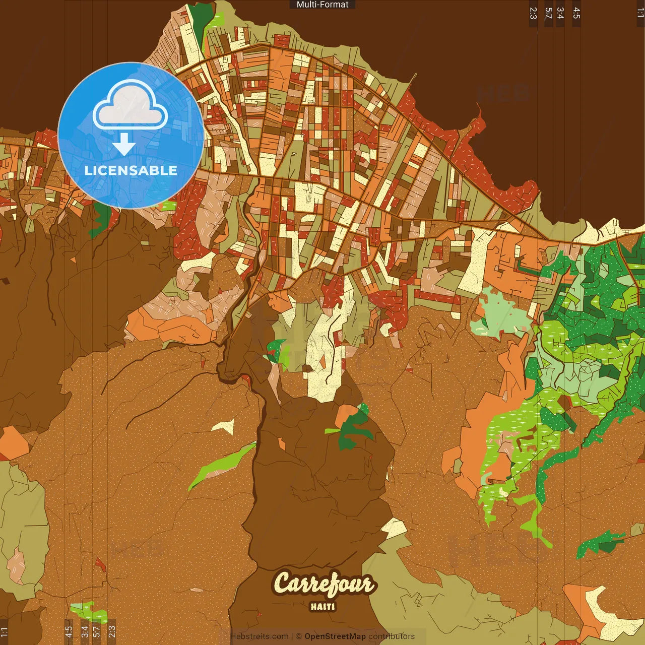 Carrefour Haiti Farmhouse Poster Art Map Template