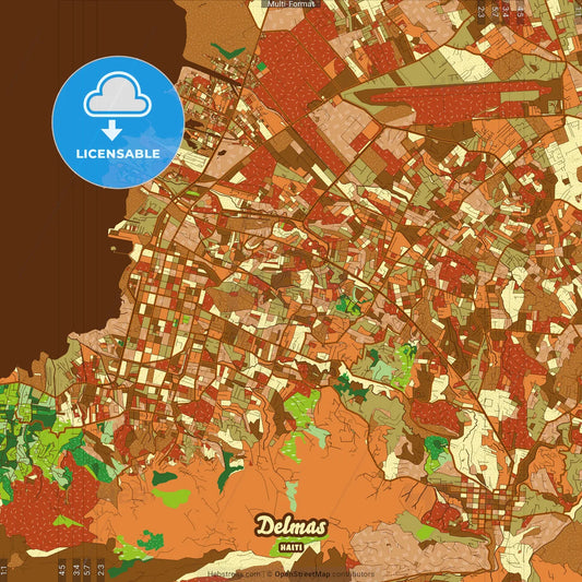 Delmas Haiti Farmhouse Poster Art Map Template