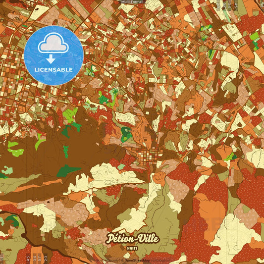 Pétion-Ville Haiti Farmhouse Poster Art Map Template