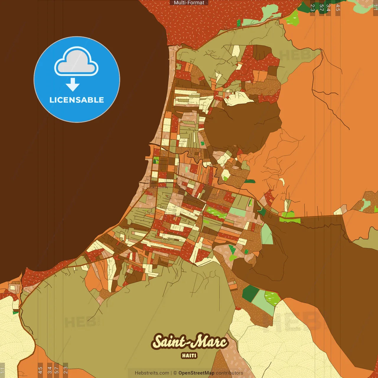 Saint-Marc Haiti Farmhouse Poster Art Map Template