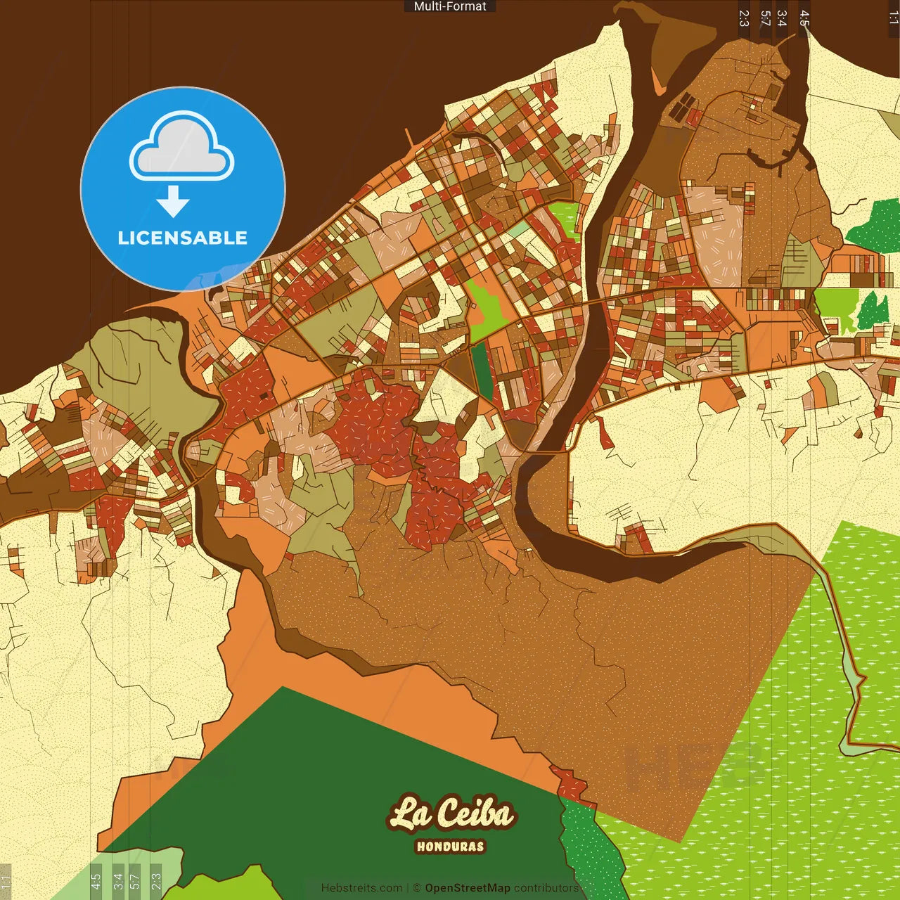 La Ceiba Honduras Farmhouse Poster Art Map Template