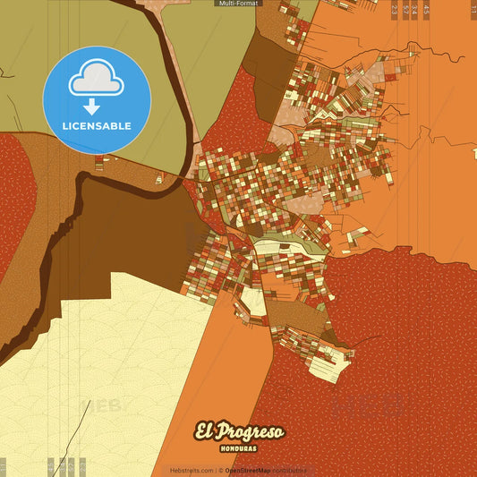 El Progreso Honduras Farmhouse Poster Art Map Template