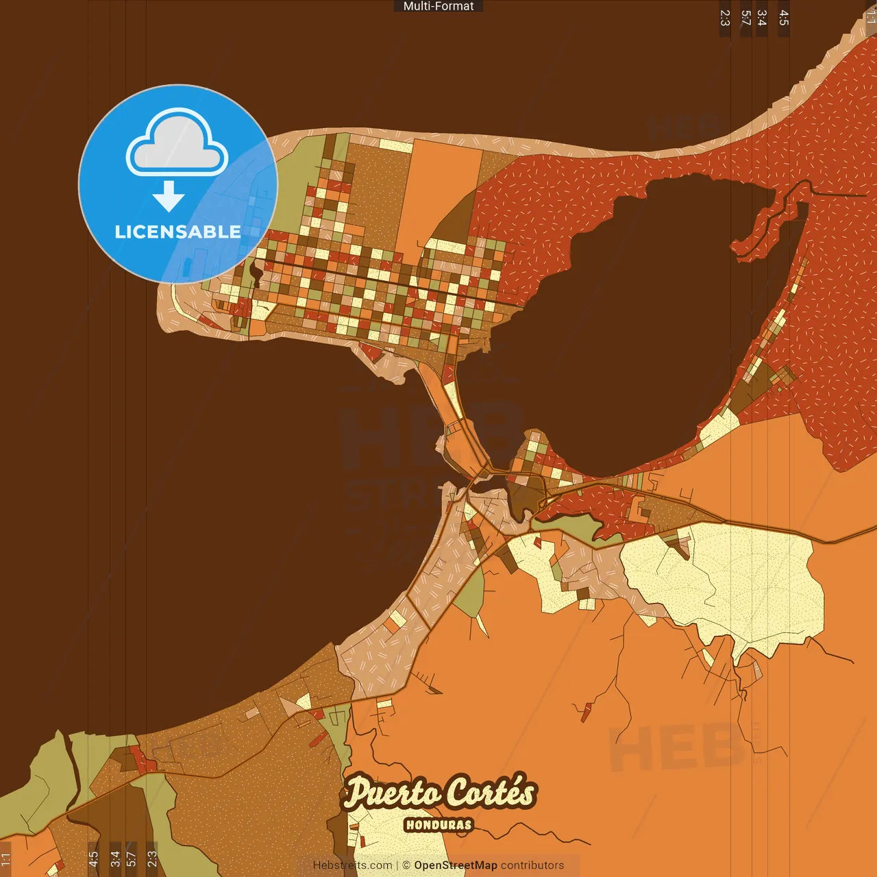Puerto Cortés Honduras Farmhouse Poster Art Map Template