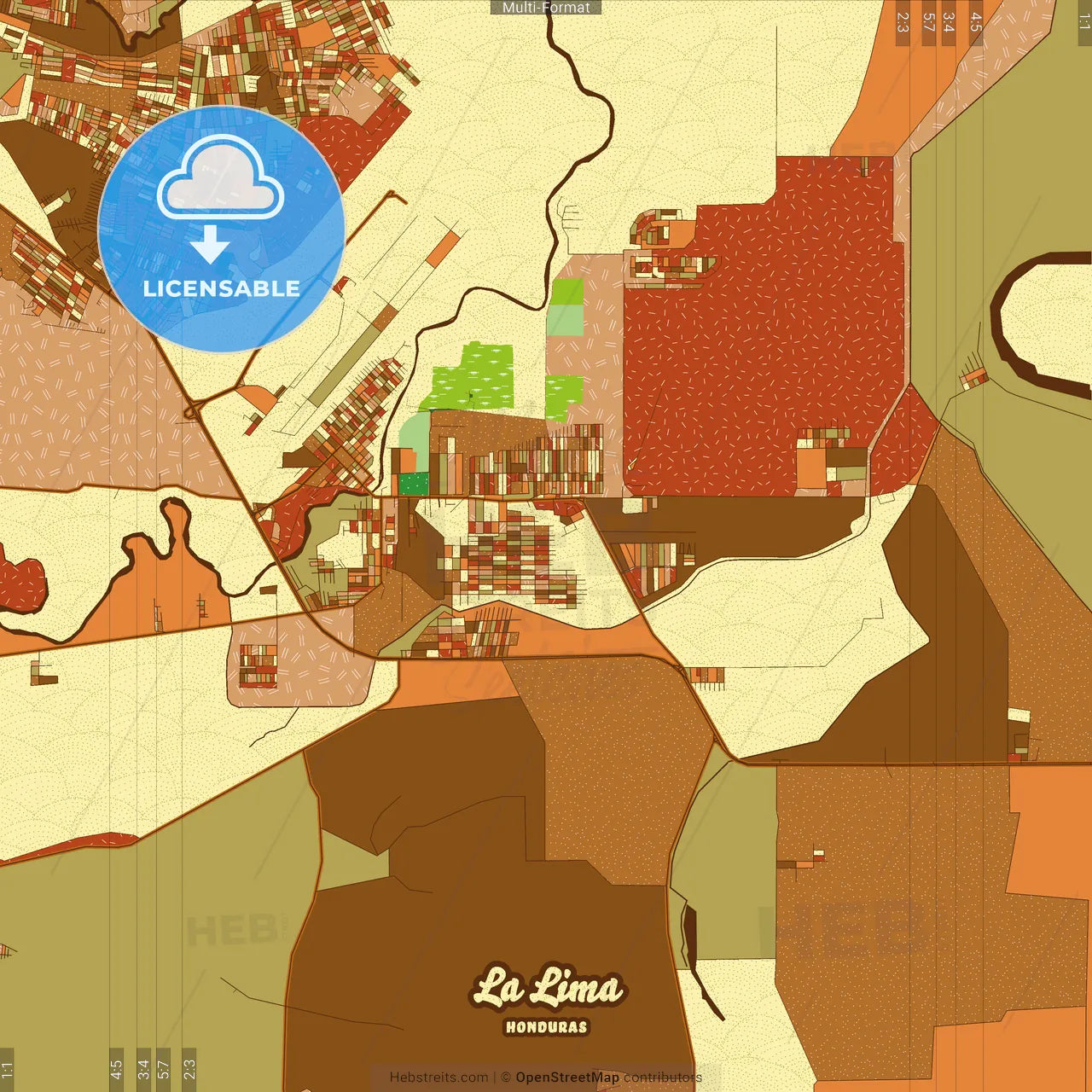 La Lima Honduras Farmhouse Poster Art Map Template