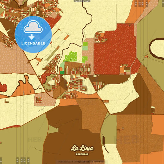 La Lima Honduras Farmhouse Poster Art Map Template