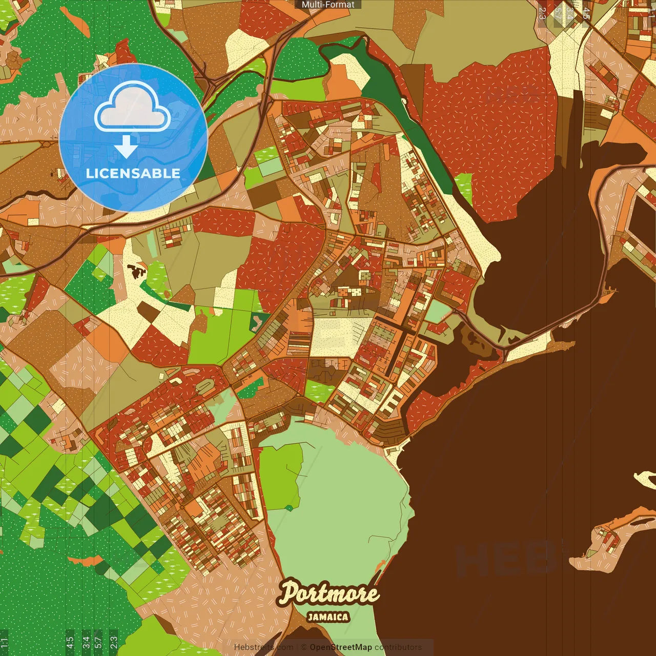 Portmore Jamaica Farmhouse Poster Art Map Template