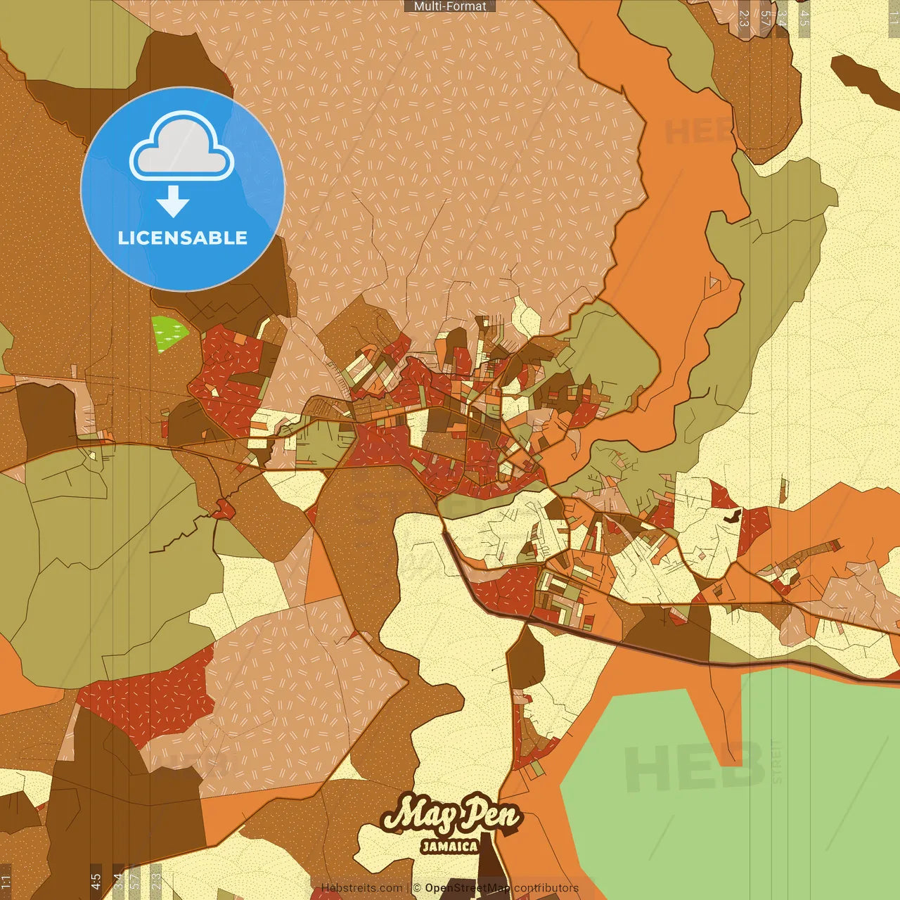 May Pen Jamaica Farmhouse Poster Art Map Template