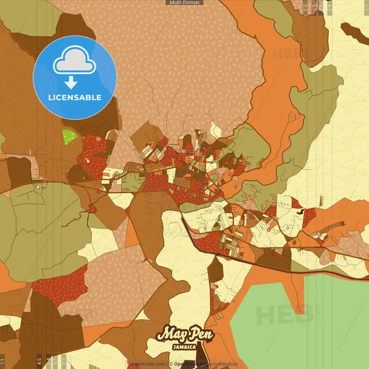 May Pen Jamaica Farmhouse Poster Art Map Template