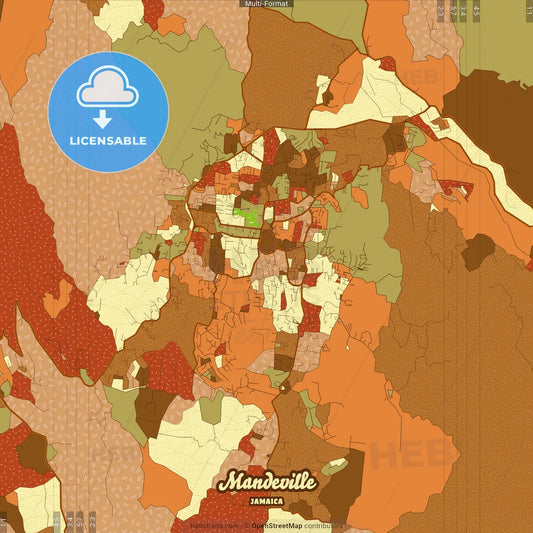 Mandeville Jamaica Farmhouse Poster Art Map Template