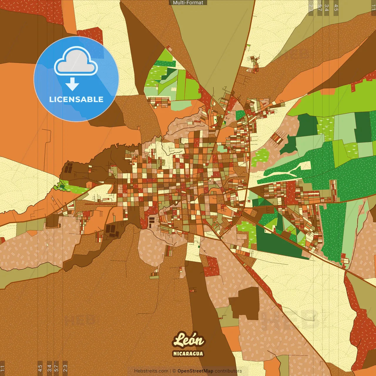 León Nicaragua Farmhouse Poster Art Map Template