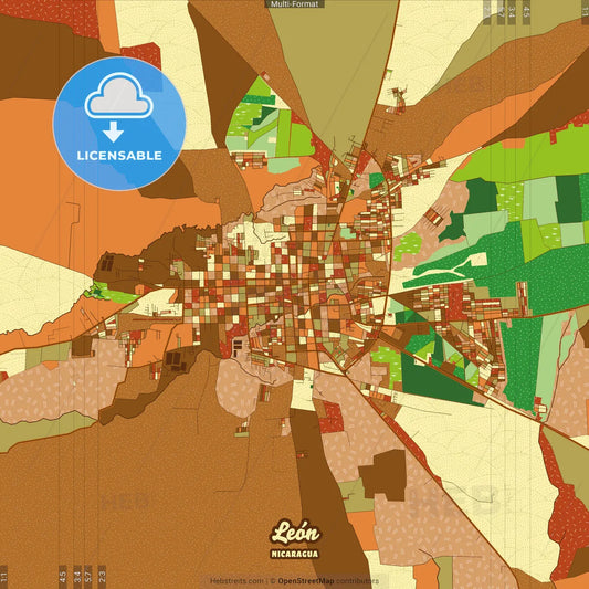 León Nicaragua Farmhouse Poster Art Map Template
