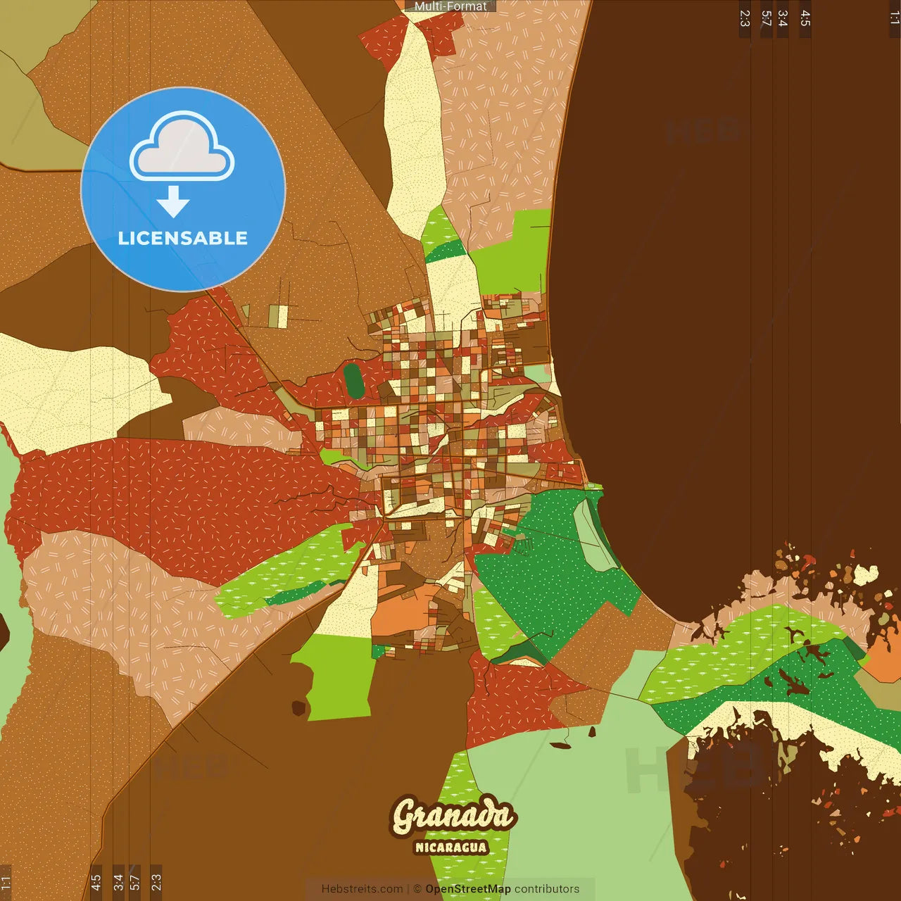 Granada Nicaragua Farmhouse Poster Art Map Template