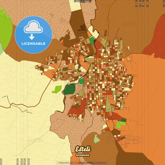 Esteli Nicaragua Farmhouse Poster Art Map Template