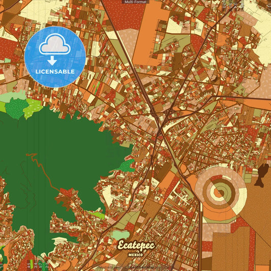 Ecatepec Mexico Farmhouse Poster Art Map Template