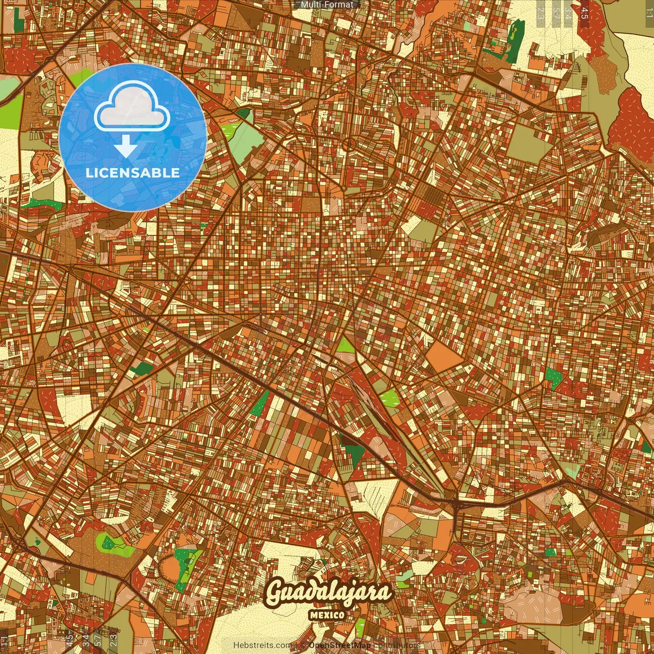 Guadalajara Mexico Farmhouse Poster Art Map Template