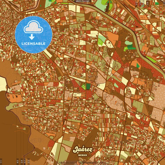 Juárez Mexico Farmhouse Poster Art Map Template