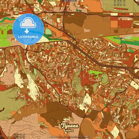 Tijuana Mexico Farmhouse Poster Art Map Template