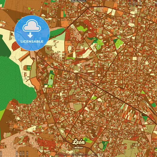 León Mexico Farmhouse Poster Art Map Template