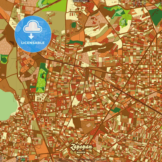 Zapopan Mexico Farmhouse Poster Art Map Template