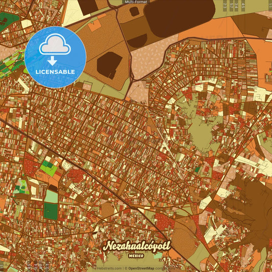 Nezahualcóyotl Mexico Farmhouse Poster Art Map Template