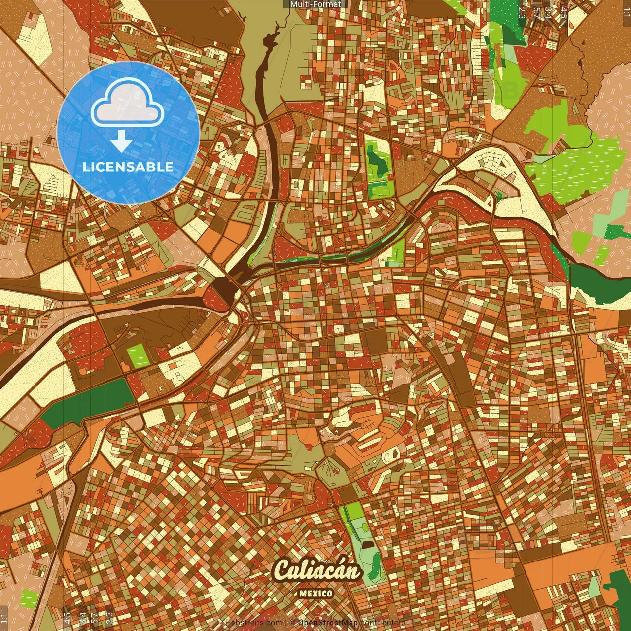 Culiacán Mexico Farmhouse Poster Art Map Template