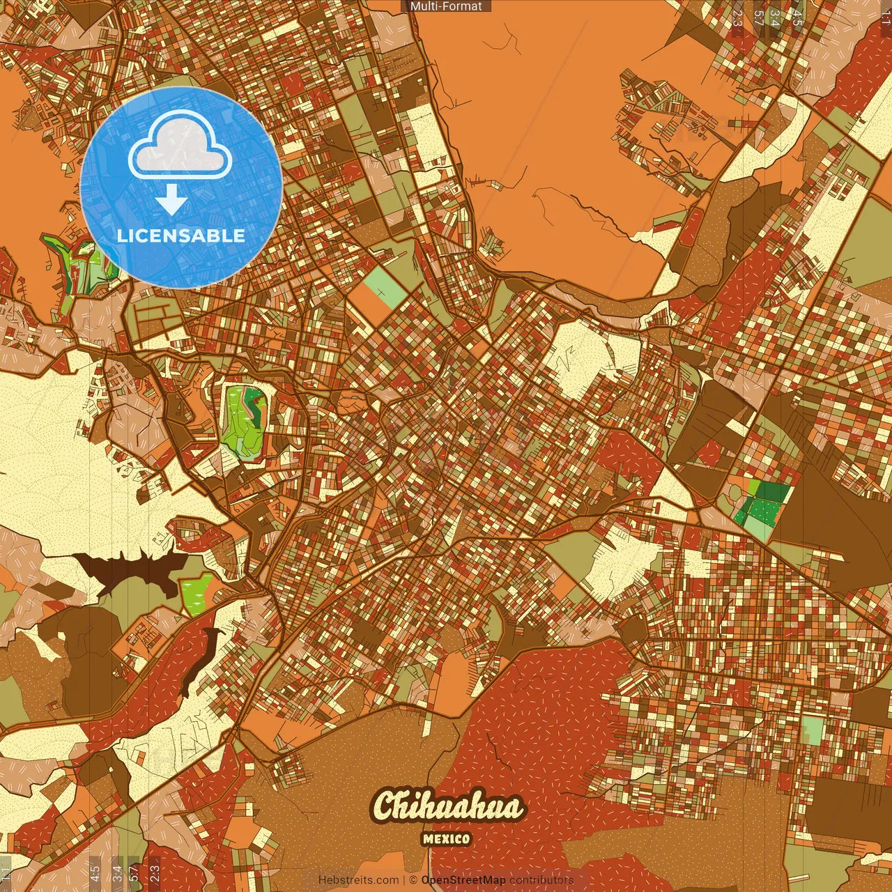 Chihuahua Mexico Farmhouse Poster Art Map Template