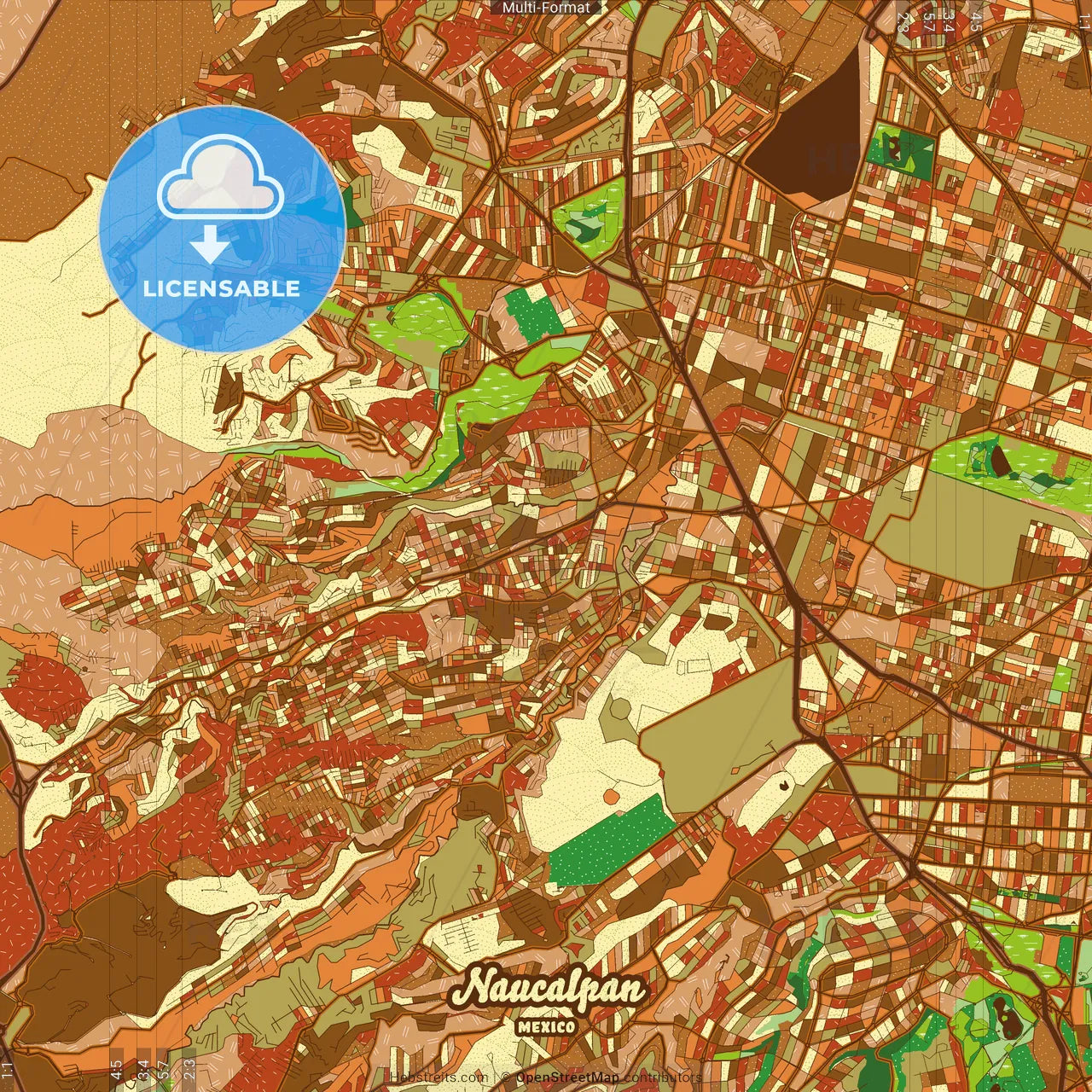 Naucalpan Mexico Farmhouse Poster Art Map Template