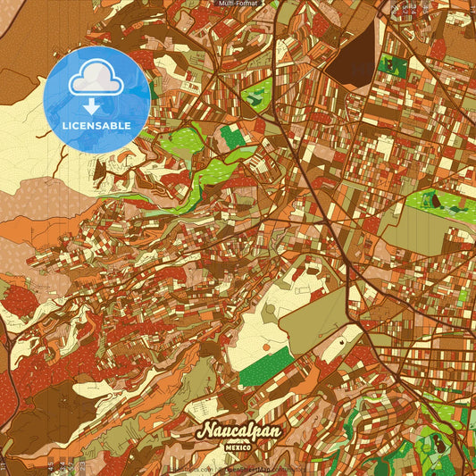 Naucalpan Mexico Farmhouse Poster Art Map Template