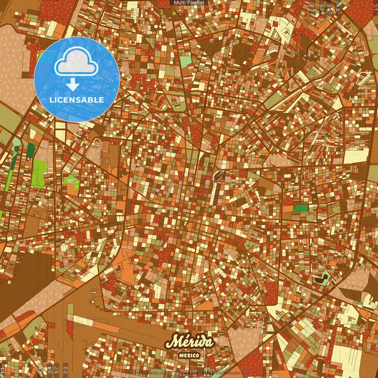 Mérida Mexico Farmhouse Poster Art Map Template