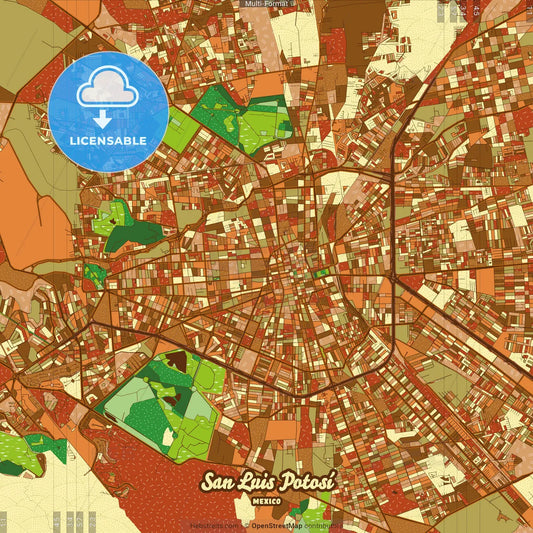San Luis Potosí Mexico Farmhouse Poster Art Map Template