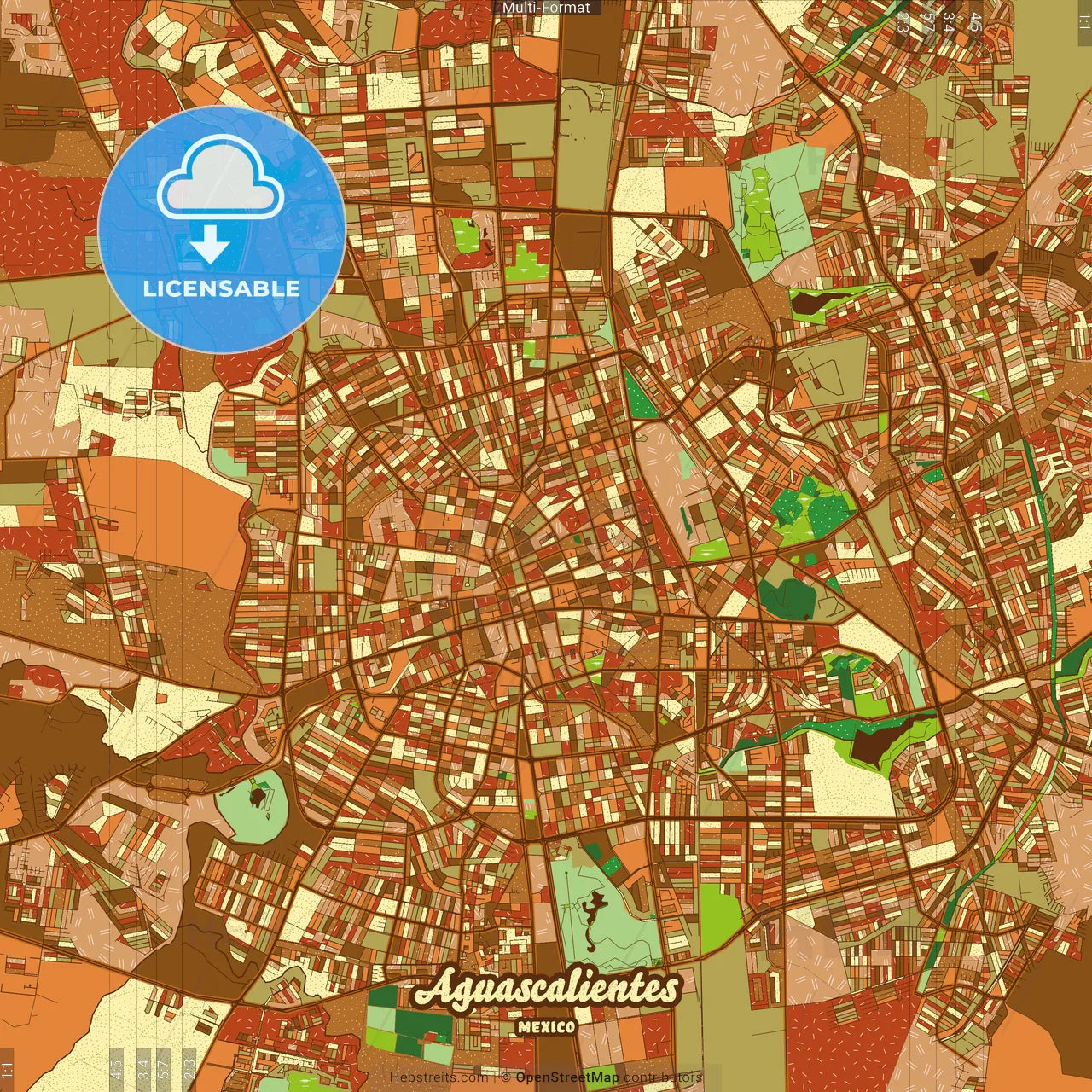 Aguascalientes Mexico Farmhouse Poster Art Map Template