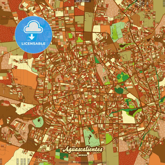 Aguascalientes Mexico Farmhouse Poster Art Map Template