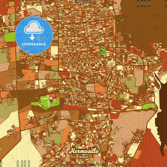 Hermosillo Mexico Farmhouse Poster Art Map Template