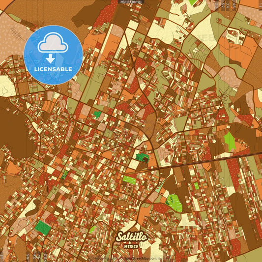 Saltillo Mexico Farmhouse Poster Art Map Template