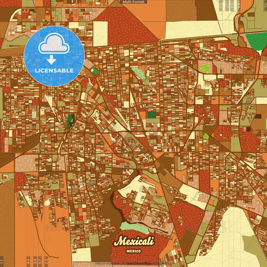 Mexicali Mexico Farmhouse Poster Art Map Template