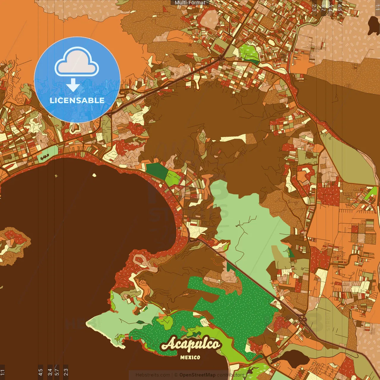 Acapulco Mexico Farmhouse Poster Art Map Template