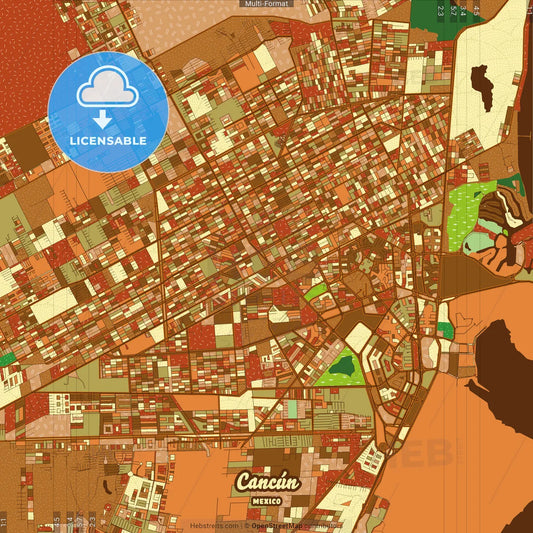 Cancún Mexico Farmhouse Poster Art Map Template