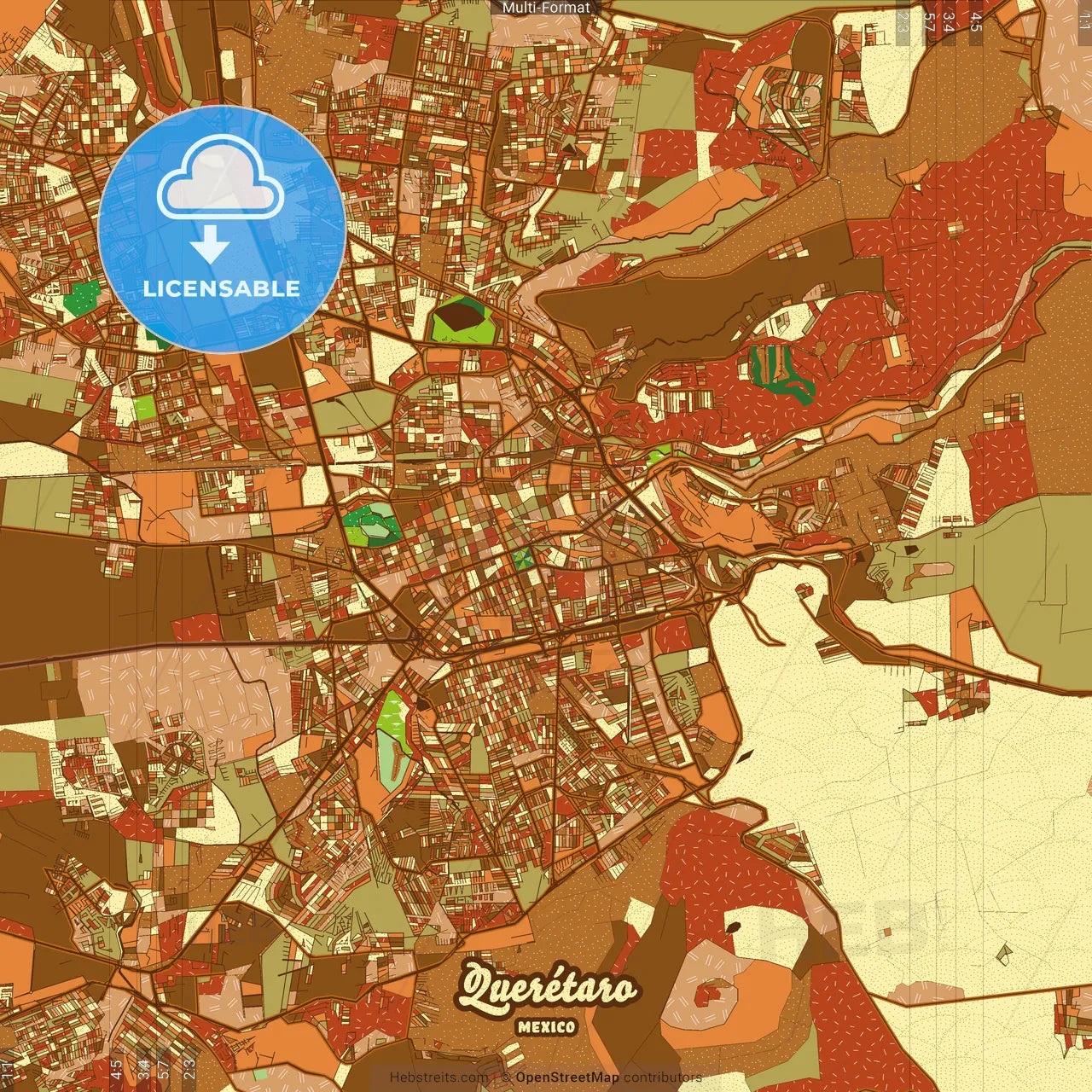 Querétaro Mexico Farmhouse Poster Art Map Template