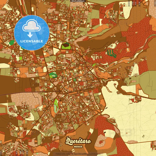 Querétaro Mexico Farmhouse Poster Art Map Template