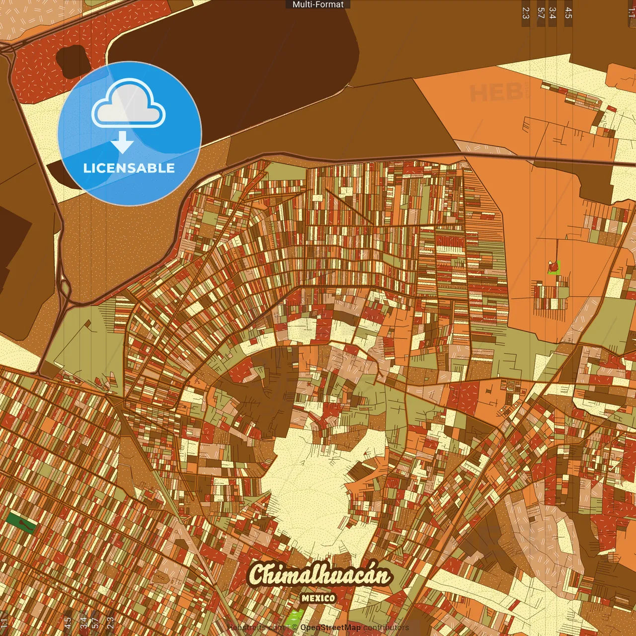 Chimalhuacán Mexico Farmhouse Poster Art Map Template