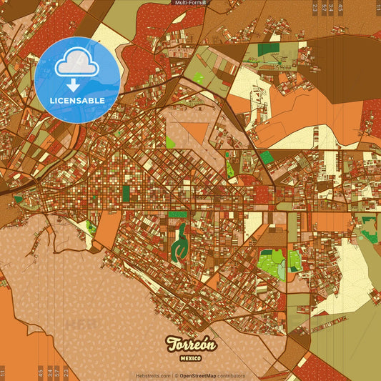 Torreón Mexico Farmhouse Poster Art Map Template