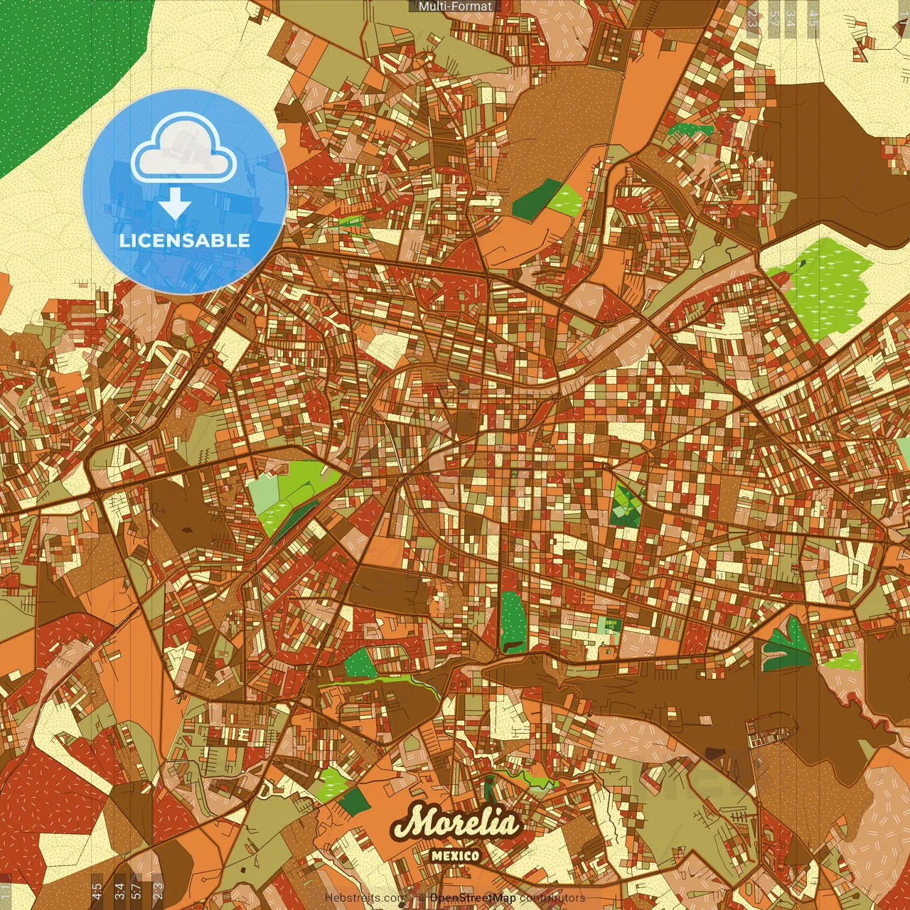 Morelia Mexico Farmhouse Poster Art Map Template