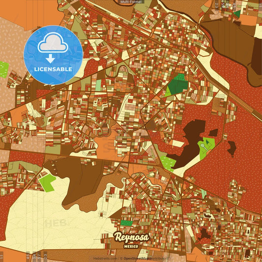 Reynosa Mexico Farmhouse Poster Art Map Template