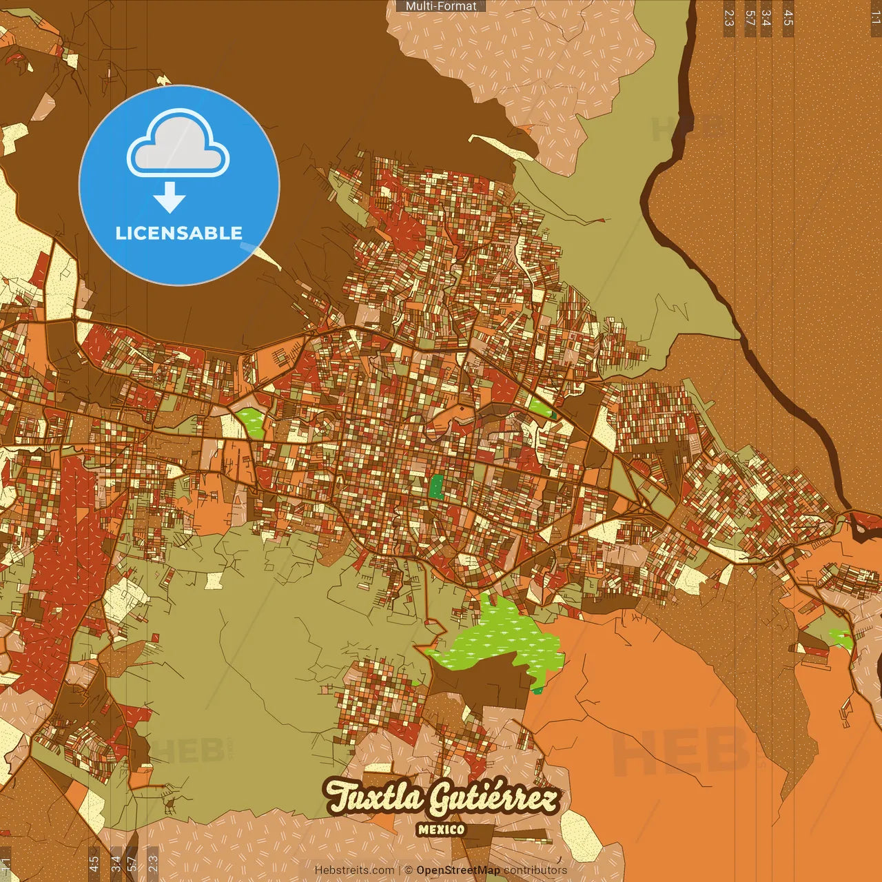 Tuxtla Gutiérrez Mexico Farmhouse Poster Art Map Template