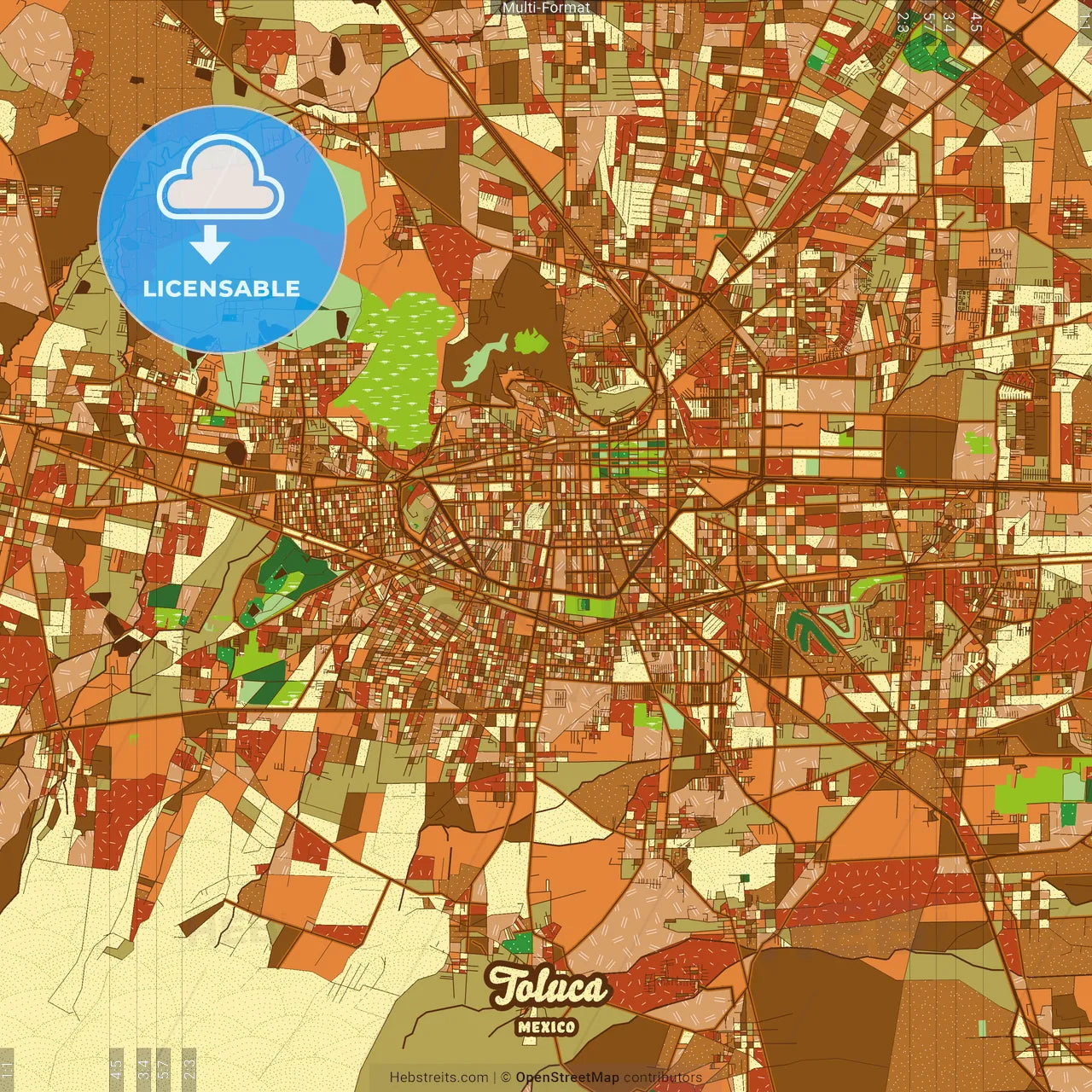 Toluca Mexico Farmhouse Poster Art Map Template